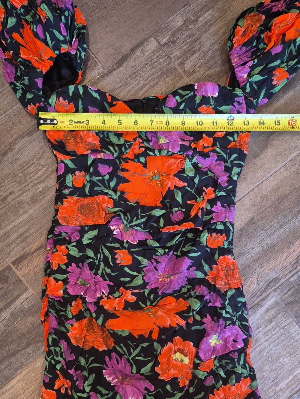 Zara Floral Off-the-Shoulder Short Puff Sleeve Fully Lined Mini Dress, XS - Picture 8 of 14